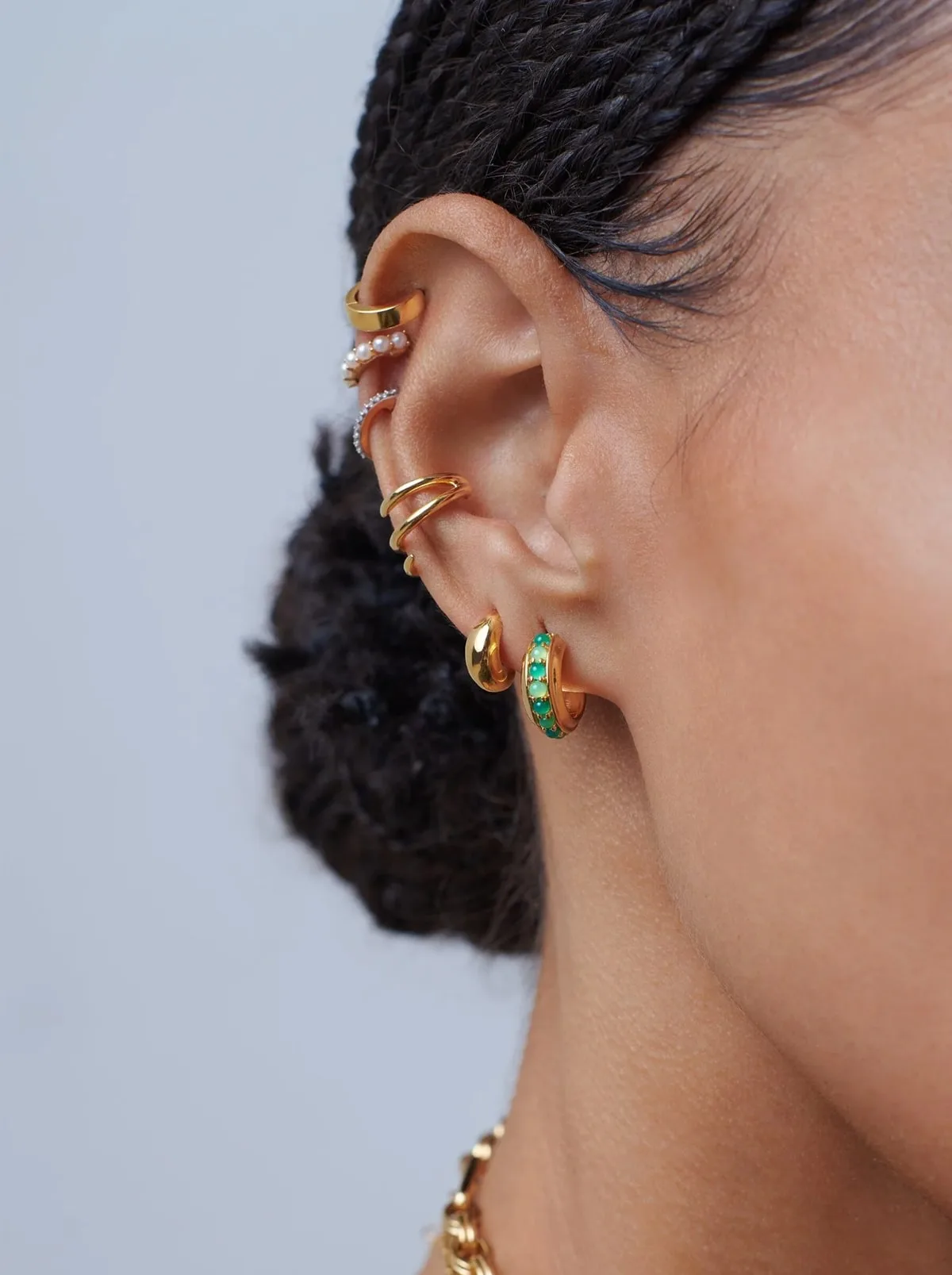 Large Gemstone Hoop Earrings - Image 2