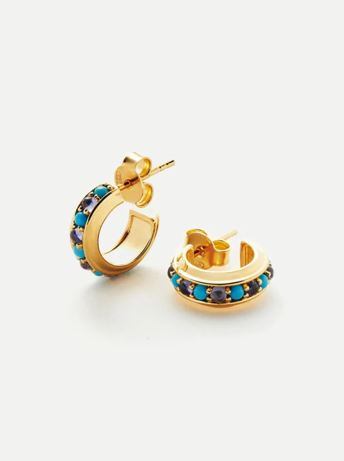 Small Gemstone Hoop Earrings